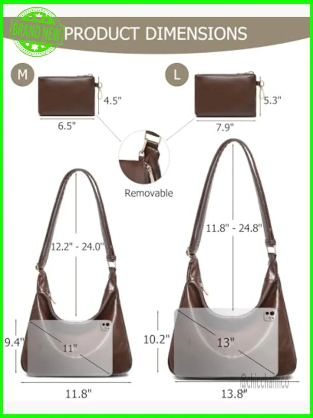 Soft Vegan Leather Hobo Bag with Adjustable Strap and Mini Purse